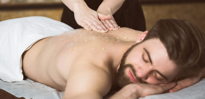 Man relaxing during a spa treatment